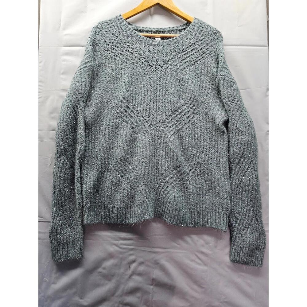 Nine West Chunky Knit Sweater – Sparkle Gray – Size L